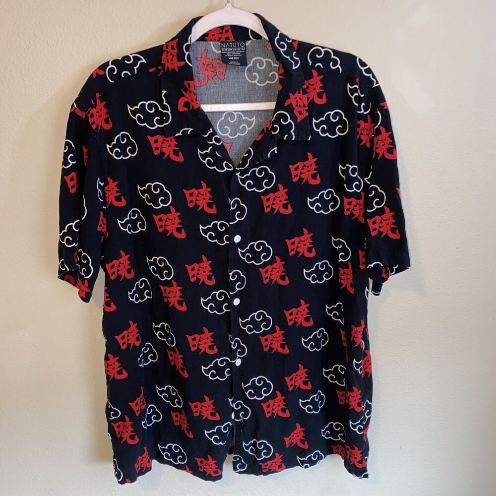 Naruto Shippuden Collection Men’s Button Down Shirt Black Akatsuki